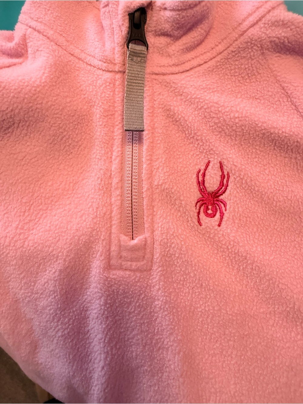 Spyder Kids Pink Quarter-Zip Fleece Top with Red Spider Emblem
